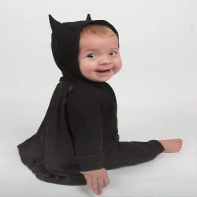 Oh Baby London Authentic Halloween Batman Organic Cotton Hooded Cape Playsuit • £16.99