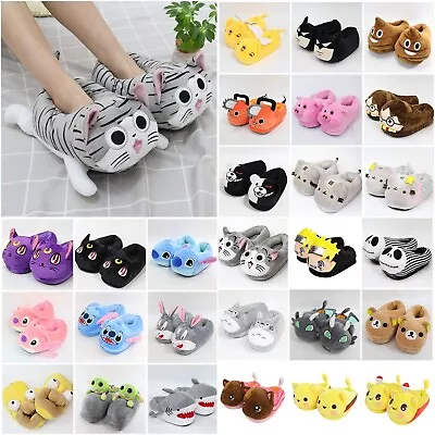 Women Cartoon Characters Slippers Fluffy Slip On Sliders  Warm Flat Shoes • $29.99