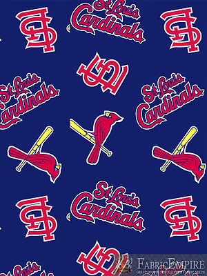 MLB St. Louis Cardinals Blue All Over Licensed Fleece Fabric SOLD BY THE YARD • $17.90