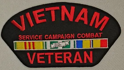 Vietnam Service Campaign Combat Veteran 5 Inch X 2.5 Inch Patch *Made In USA* • $3.95