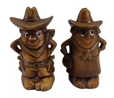 Vintage Treasure Craft Pottery Cowboy & Cowgirl Salt & Pepper Shakers • $34.38