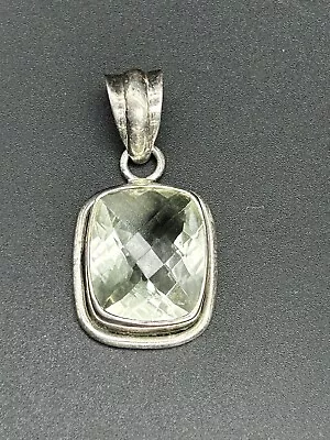 $17 • Buy Vintage 1 1/4  Sterling Silver Light Yellow Citrine Pendant Jewelry 8.64 Grams