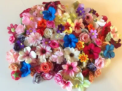 10 - 50 Pcs Artificial Silk Flowers Multi Coloured Mix Faux Flower Craft Heads • £9.95