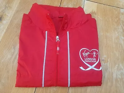 Jacket Virgin London Marathon Red Hooded  Adult Large Showerproof Zip Athletics • £12.34