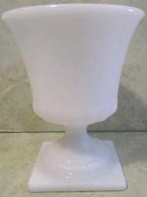 Vintage White Milk Glass Square Bottom Pedestal Footed 5x7 Candy Nut Bowl EUC • $23.39