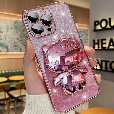 $15.49 • Buy For IPhone 14 Pro Max 13 12 11 XS XR Glitter Sparkle Hello Kitty Cat Clear Case