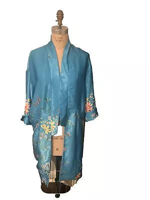 ZARA Floral Blue Asian  Kimono Robe Bloggers Fav Insta M TRF Collection Rare • $59