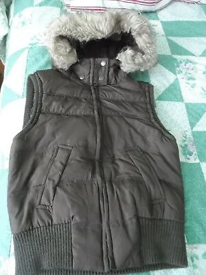 Woman's Size Small Aeropostale Brown Quilted Vest & Faux Fur Lined Hoodie Jacket • $15