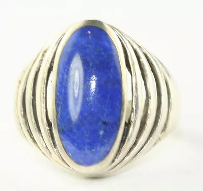 Vintage Kabana Mens Sterling Silver Lapis Ring Size 10.25 • $125