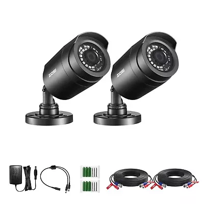 ZOSI 2PK 1080p TVI Security Cameras Outdoor 80ft Night Vision For Home CCTV Kit • $36.12