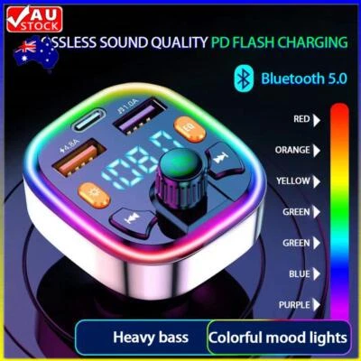 Car FM Transmitter Bluetooth Wireless Handsfree Kit MP3 Player Adapter Charger • $14.39