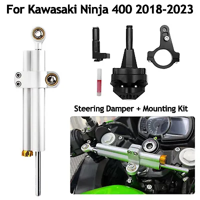 Linear Steering Damper Stabilizer +Mounting Kit For Kawasaki Ninja 400 2018-2023 • $85.49