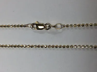 14kt 14K Yellow Gold 16  18  20  24  1.5mm Diamond Cut Ball Bead Necklace Ch • $307