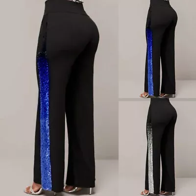 Plus Size Women Sequins Wide Leg Casual Pants High Waist Casual Loose Trousers • $25.28