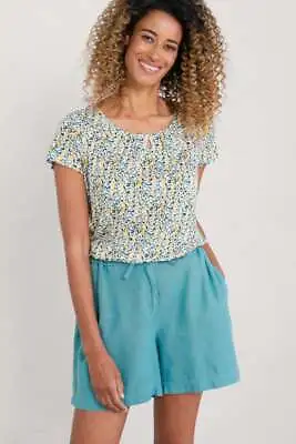 Seasalt Women's Top - Multi Appletree Short Sleeve Top - Regular - Wild Madder M • £7.45