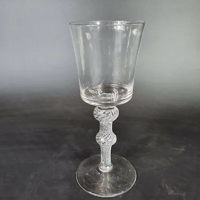 Antique 18th Century Drinking Glass Air Twist Stem Upper & Medial Knop Cracked • £95