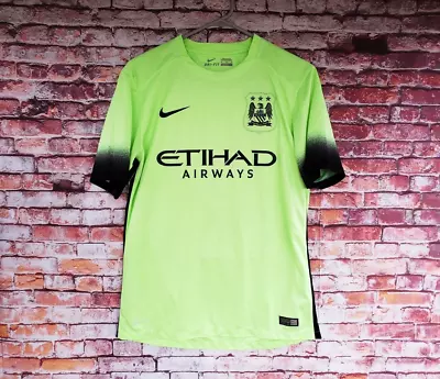🔥 Manchester City FC #8 Sam Nasri Nike Dri-Fit Neon Jersey Men's Medium M 2015 • $25