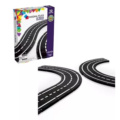 MAGNA-TILES XTRAS: Roads 12 Piece Magnetic Construction Set The ORIGINAL Magn... • $44.69