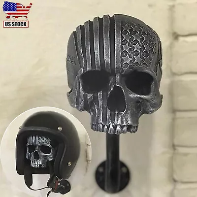 Motorcycle Skull Helmet Holder Office Decoration Wall Mount Rack & Jacket Hanger • $27.99