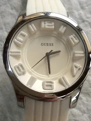 Vintage Fabulous Ladies Guess Watch Silicone Band Silver Tone Hardware • $12.99