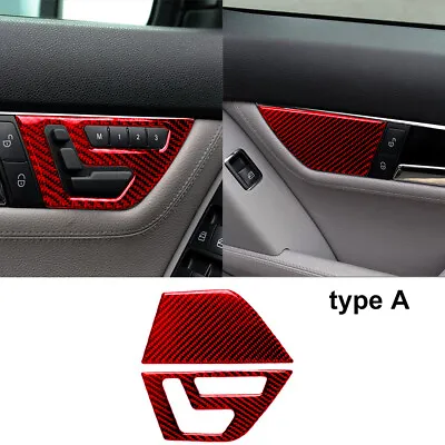 Red Carbon Fiber Seat Console Button Cover For Mercedes-Benz C-Class W204 Type A • $10.50