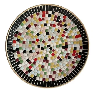 Mid Century Large 12” Multi Colored Mosaic Tile Plate  • $32