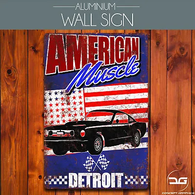 £9.99 • Buy American Muscle Detroit Garage Man Cave Car Mechanic Metal Vintage Wall Art Sign