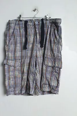 Mantaray Mens Checked Cargo Shorts - Blue - Size W34  (90h) • £9.99