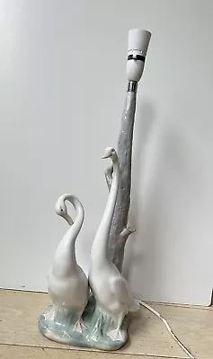 Vtg Nao By Ladró Spain Ceramic Lamp Stand Pair Of Geese Porcelain Figurine • £105