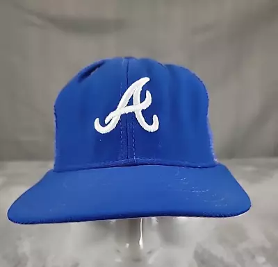 VINTAGE Atlanta Braves Hat Cap Snap Back Mesh Blue New Era MLB Baseball Mens • $28.99