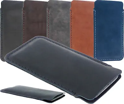 Slim Chic Leather Case Cover Hand Sewn Of Finest Cowhide Sleeve Pouch For Phones • $16.90