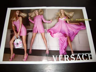 VERSACE 2-Page AD 2007 CAROLYN MURPHY Angela Lindvall LEGS Ankles THIGHS Feet • $11