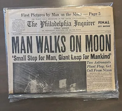 Man On The Moon Newspaper-stored In Plastic. 7/21/69 • $45