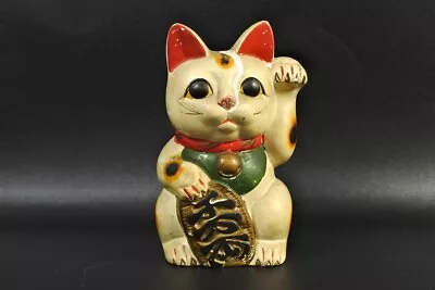 Vintage Maneki Neko Lucky Cat Ceramic Beckoning Cat Piggy Bank From Japan • $20