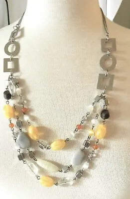 Lia Sophia Triple Strand Multicolored Beads Necklace 23  W/3 Extender • $10.20