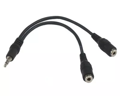 3.5mm Male To Twin Female Splitter Y Cable Lead Stereo AUX Headphone Earphone • £4.20