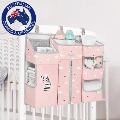 Baby Essential Hanging Storage Bag Nappy Bottle Organizer For Crib Cot Bed • £52.91