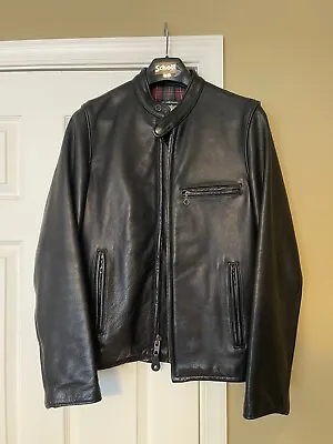 $750 • Buy Schott NYC 530 Cafe Racer Leather Jacket Men's Size Small Black