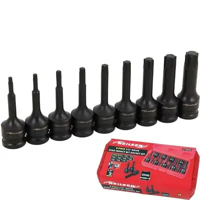 Neilsen 9pc Impact Torx Bit Sockets Set 1/2  Drive Impact Star T20 - T70 • £22.69