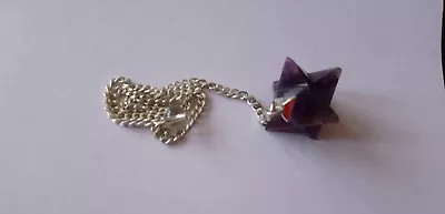 Reiki Energy Charged Natural Amethyst Crystal Merkaba Pendulum Uk • £6.99