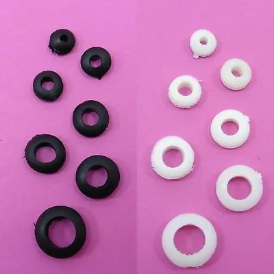 Black / White Rubber Grommet Double Sided Open Hole Gasket Ring Cable Wiring • £2.02