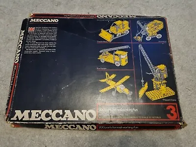 £15 • Buy Vintage Meccano Set 3 Original Box With Manuals 1975