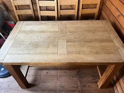 Toulouse Solid Oak Dining Table & 4 Chairs Set • £50