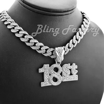 Meek Mill 18ST Pendant & 16  ~ 24  Full Iced Cuban Chain Bling Hip Hop Necklace • $24.99