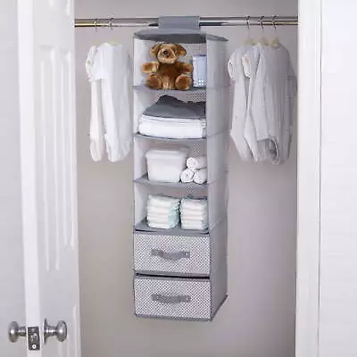 Delta Children 6-Shelf Hanging Storage Unit With 2 Drawers Grey • $15