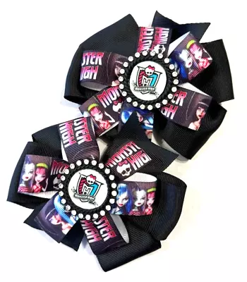 Beautiful Monster High Set Of Pigtail Hair Bows For Girls. • $11.95