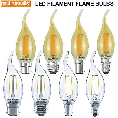 £34.99 • Buy Flame Bent Tip SBC SES ES BC LED Amber Filament Candle Extra Warm Bulbs 2W 4W A+