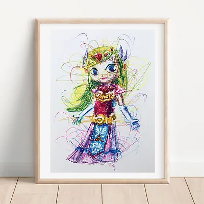 Toon Zelda Ballpoint Pen Print Legend Of Zelda Wind Waker Art Poster • $9.99