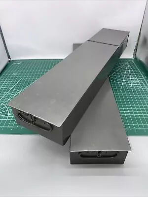 $29 • Buy Lot 2 SAFE DEPOSIT BOX METAL DRAWER! SAFETY BANK TRAY CASE VINTAGE 3x5  Grey