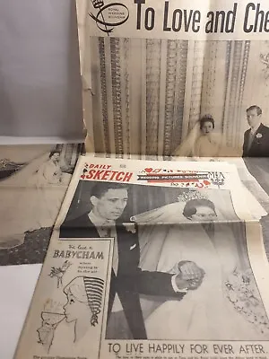 Vintage Newspaper Daily Sketch 1960s Princess Margaret Wedding And Scraps  • £9